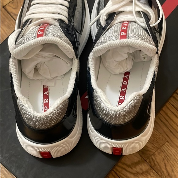 Prada Men's Blue and White Sneakers - Picture 3 of 7